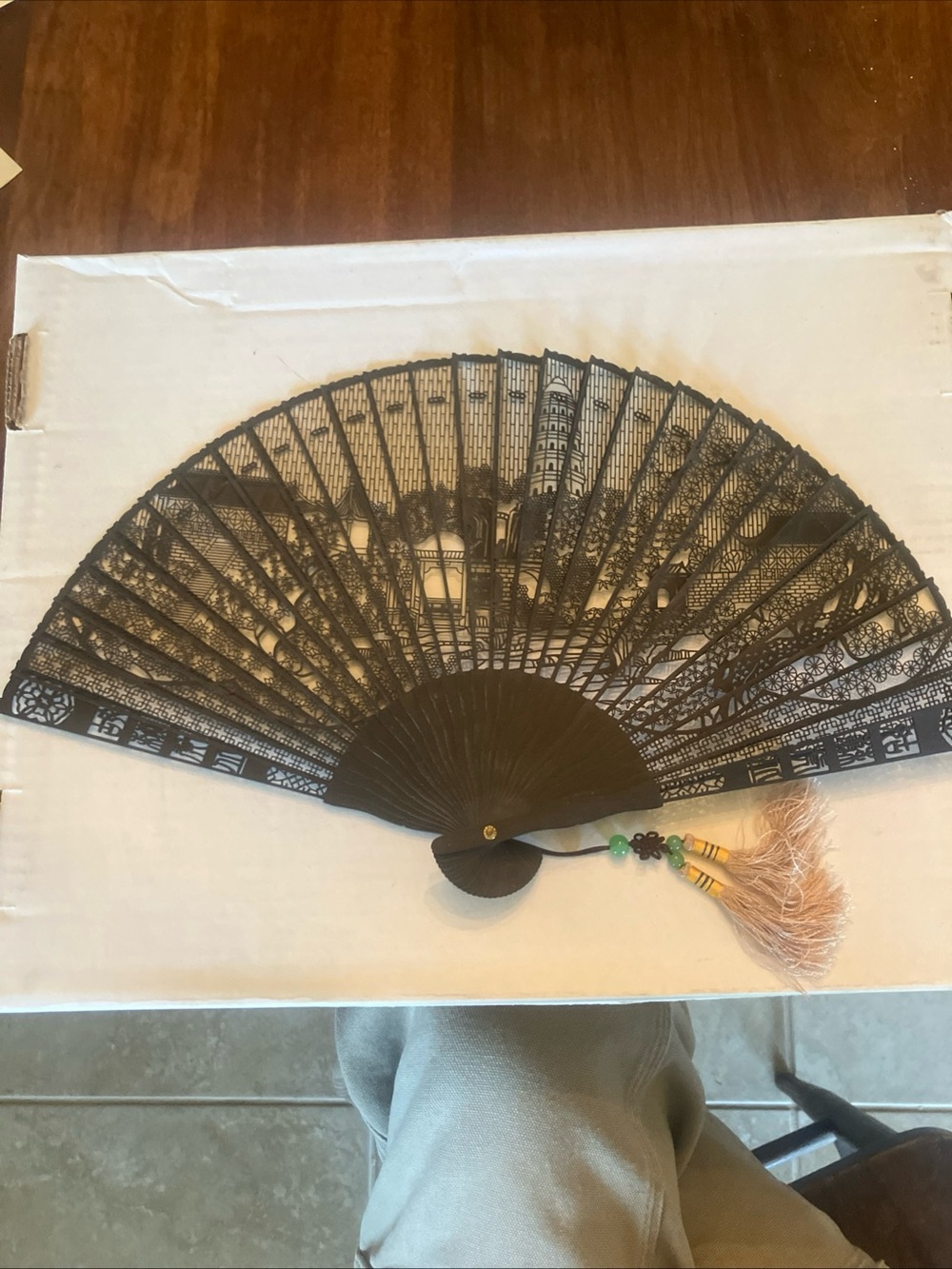 Black Lace Hand Fan with Decorative Tassel